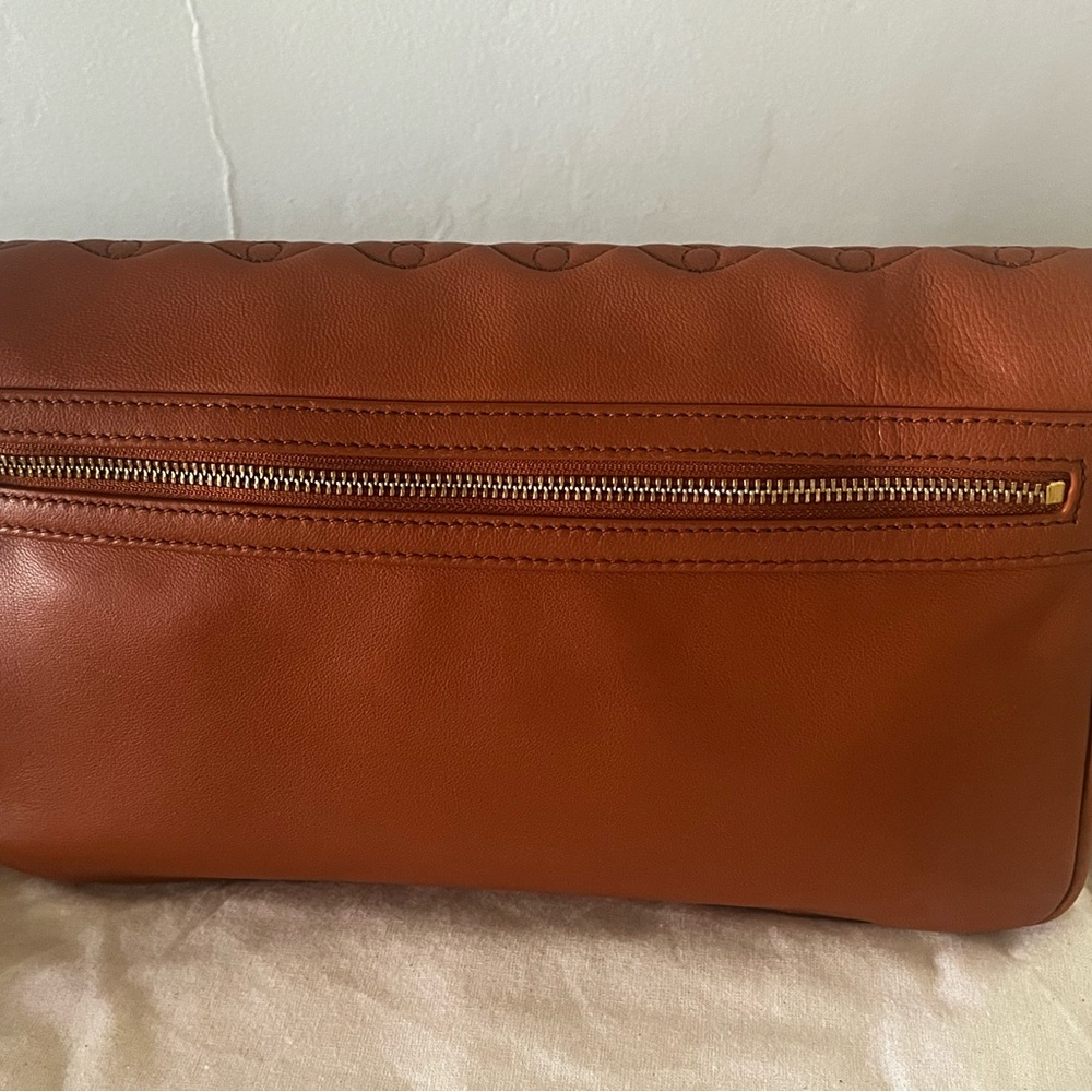 Chic Brown Quilted Clutch with Gold Accents - Picture 6 of 13